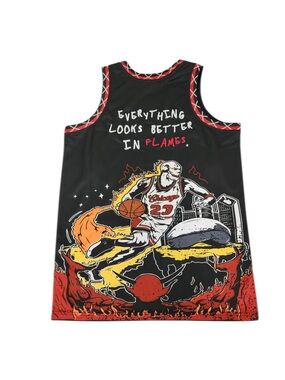 NWT Brand X Chicago Bulls Everything Looks Better in Flames Jordan Jersey XL